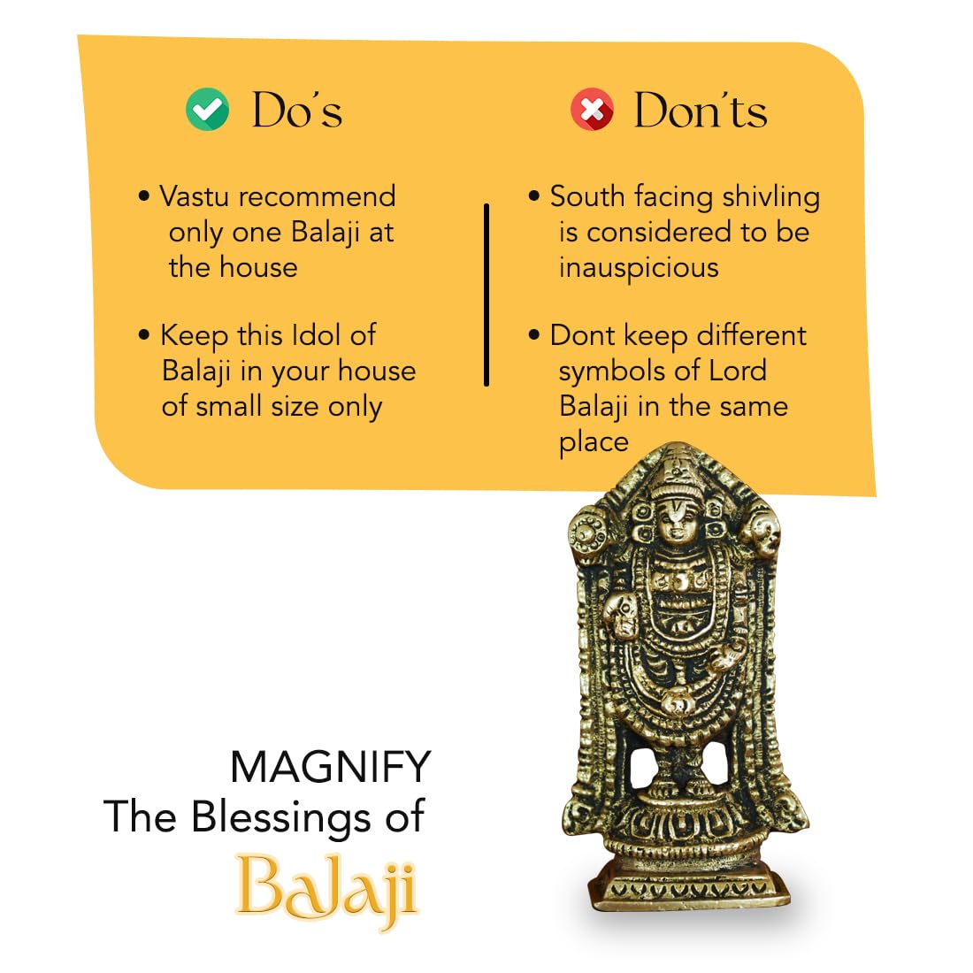 Ekhasa Brass Tirupati Balaji Idol - Home Décor