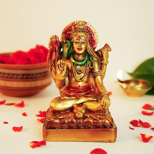 Ekhasa 5 Inch Lord Shiva Idol - Antique Gold Look
