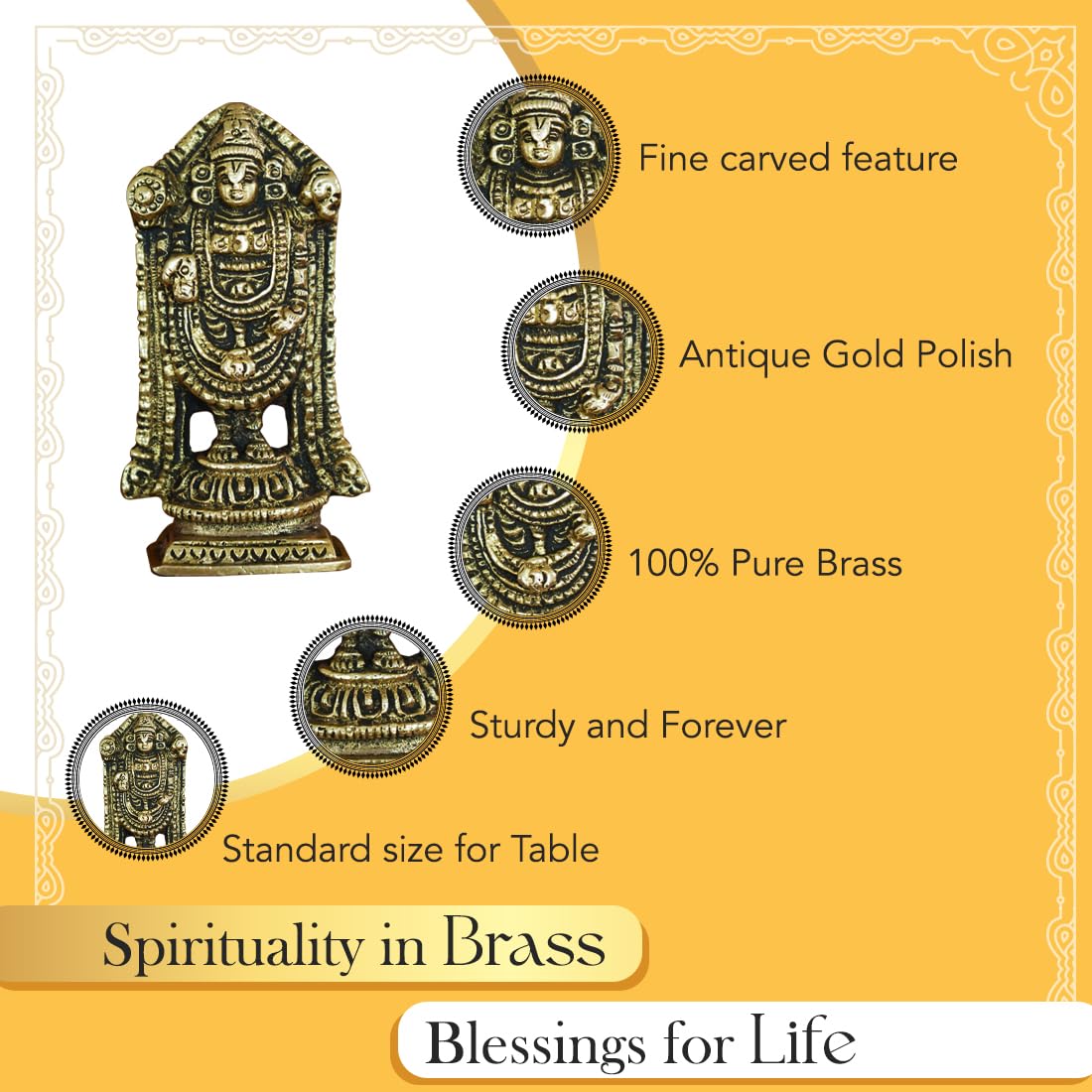 Ekhasa Brass Tirupati Balaji Idol - Spiritual Gift