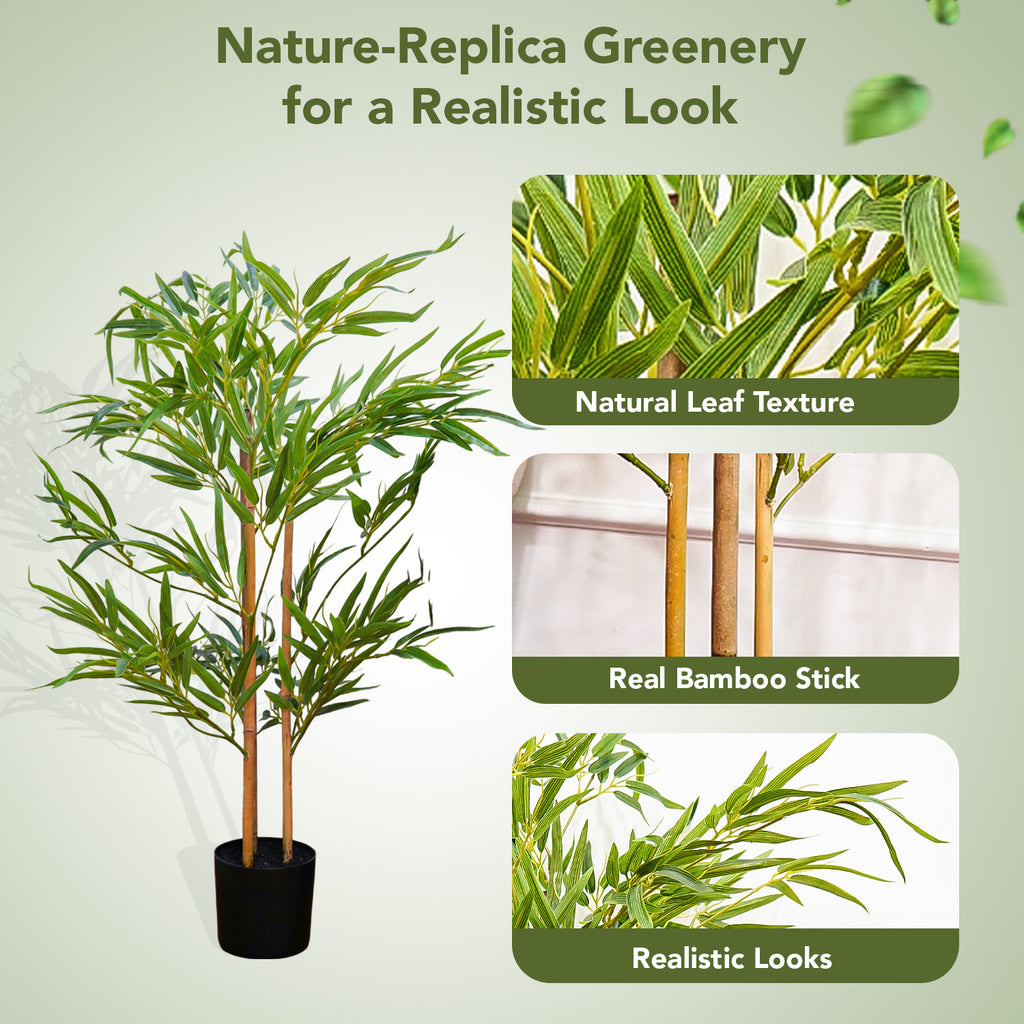 Bamboo Artificial Plant with Pot for Home & Office Decor