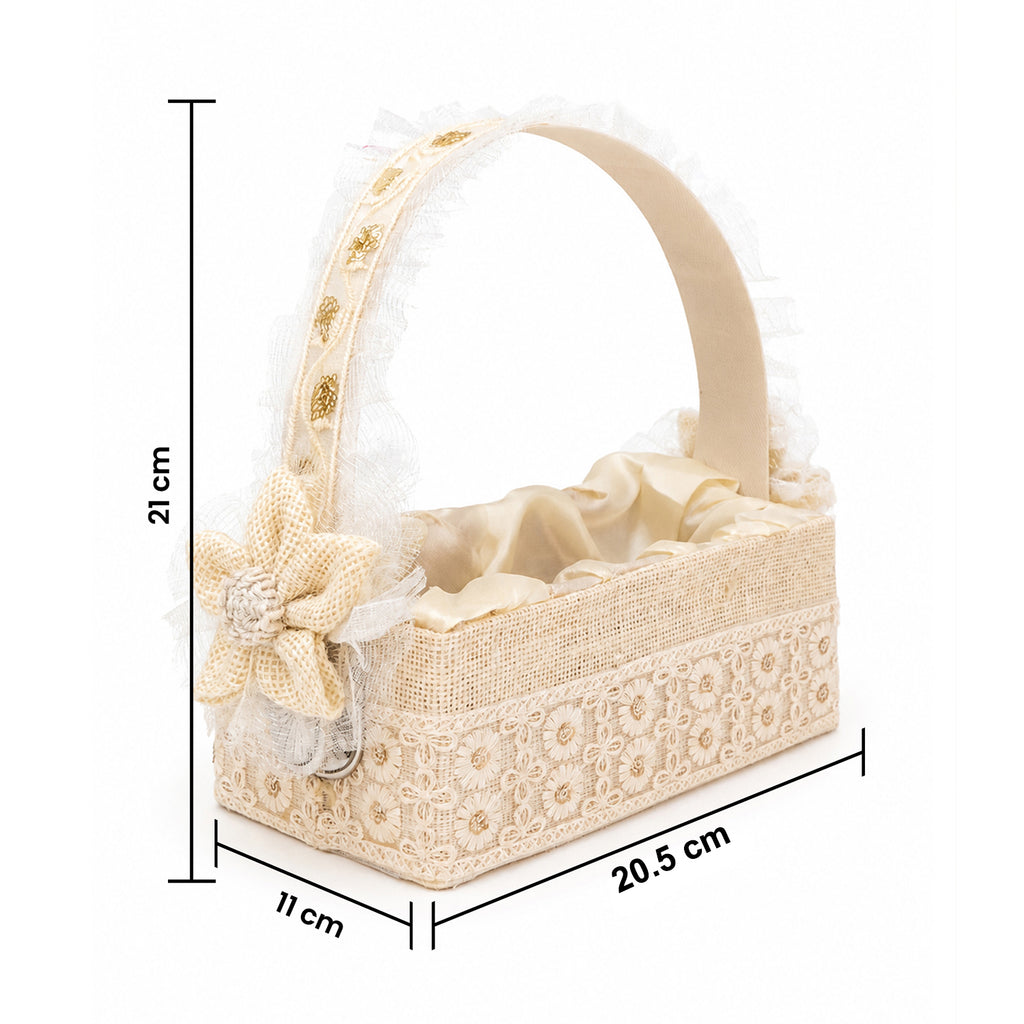 Floral Empty Gift Hamper Basket with Detachable Handle