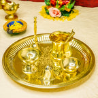 Brass Pooja Thali Set for Festival, Home & Temple