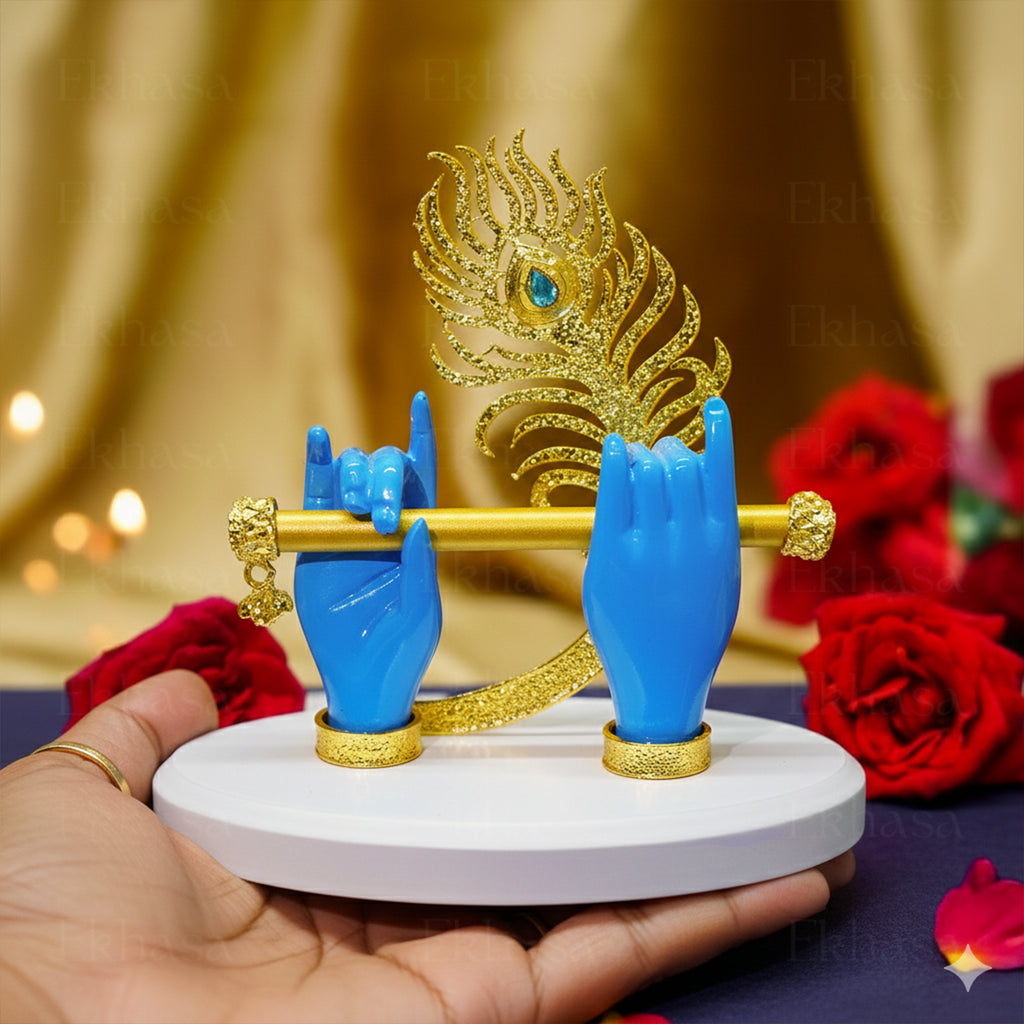 Resin Lord Krishna Hands with Flute Idol for Home Decor & Spiritual Gifting