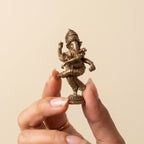 Brass Dancing Ganesha Idol for Pooja ,Home Decor, Office Desk & Car Dashboard