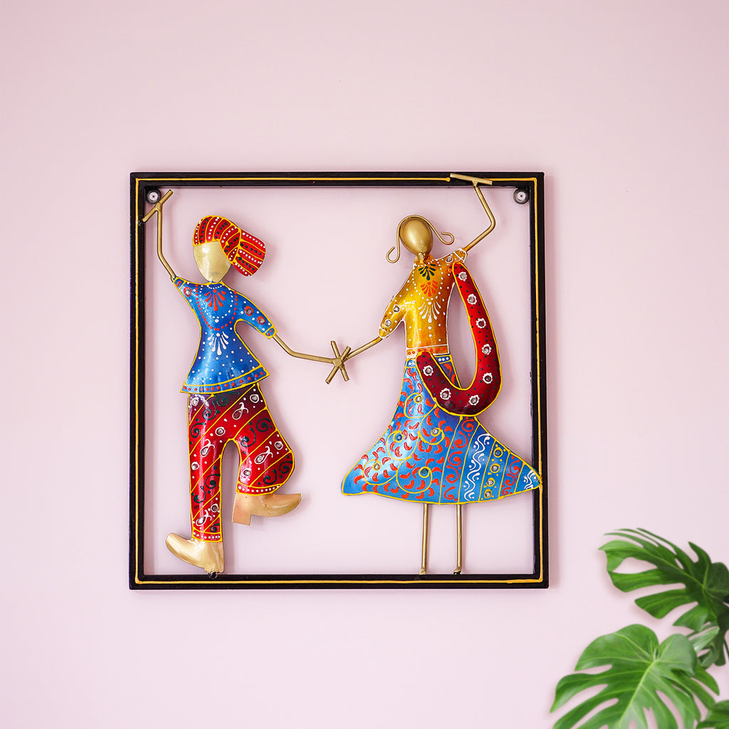 Rajasthani Garba Dancers Metal Wall Hanging for Living Room & Home Decor