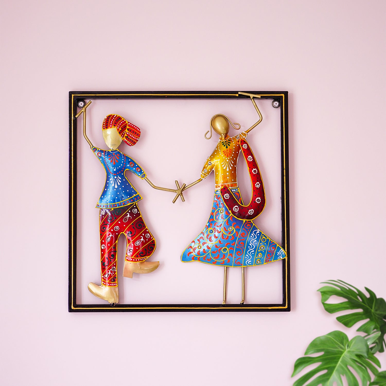 Rajasthani Garba Dancers Metal Wall Hanging for Living Room & Home Decor