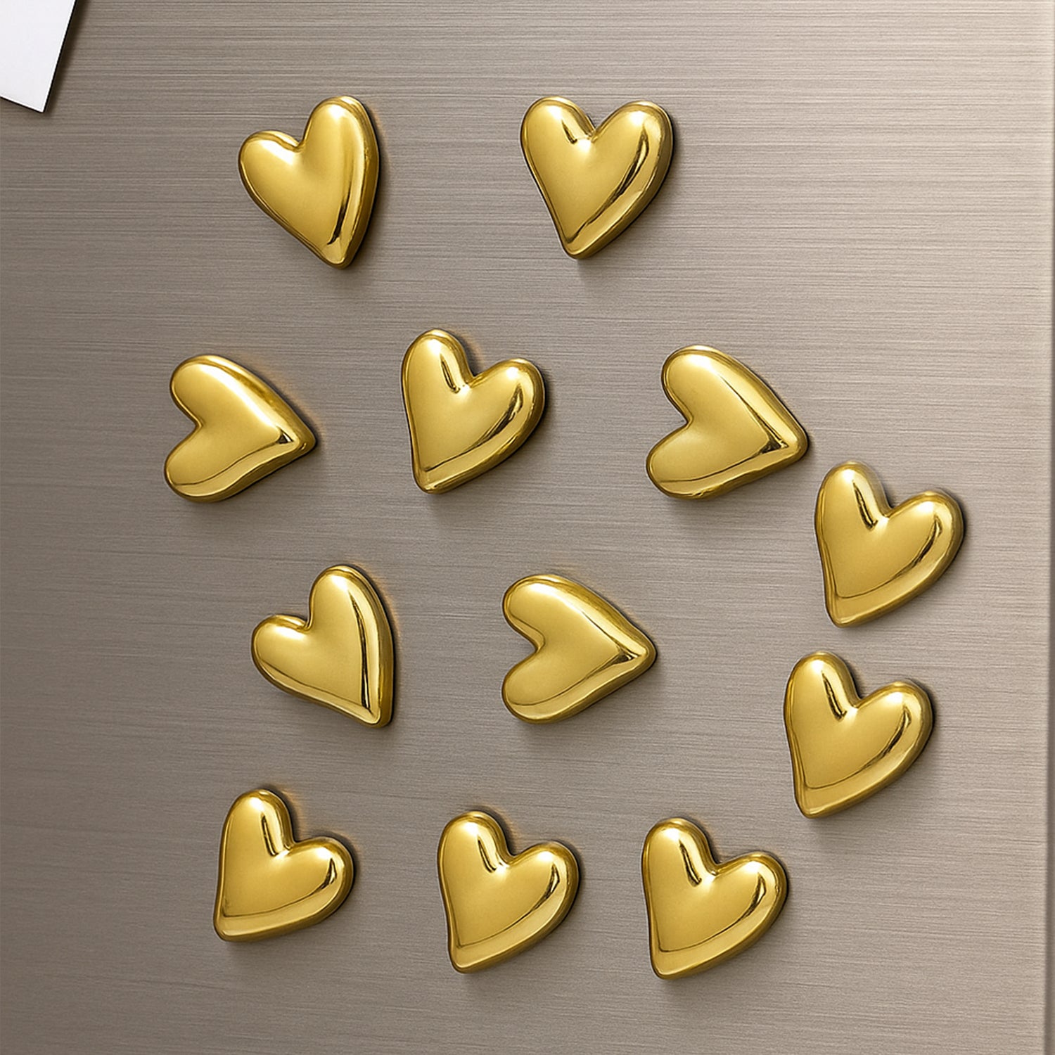 Golden Heart Fridge Magnet Set of 12 for Home & Kitchen Decor