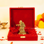 Brass Radha Krishna Idol with Velvet Gift Box for Housewarming, Wedding & Gifting