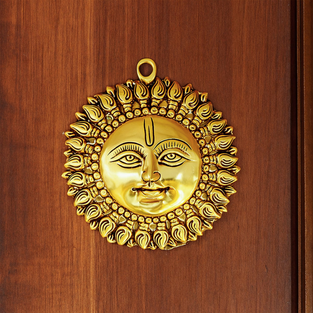 Pure Brass Sun Face Wall Hanging Idol for Vastu  & Home Decor