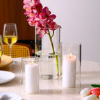 Cylindrical Glass Vase Set of 3 for Home Decor & Gifting