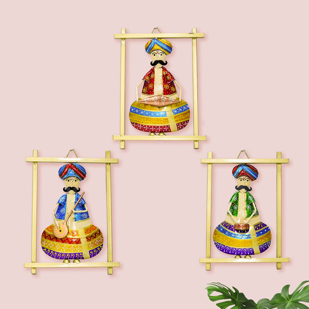 Rajasthani Musicians Metal Wall Hanging Set for Living Room, Bedroom & Home Decor