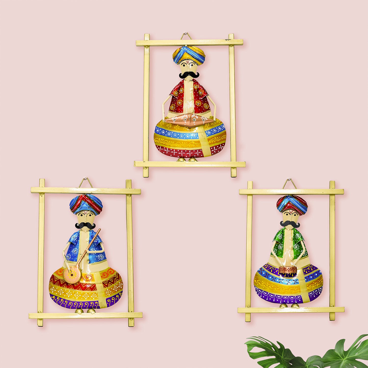 Rajasthani Musicians Metal Wall Hanging Set for Living Room, Bedroom & Home Decor