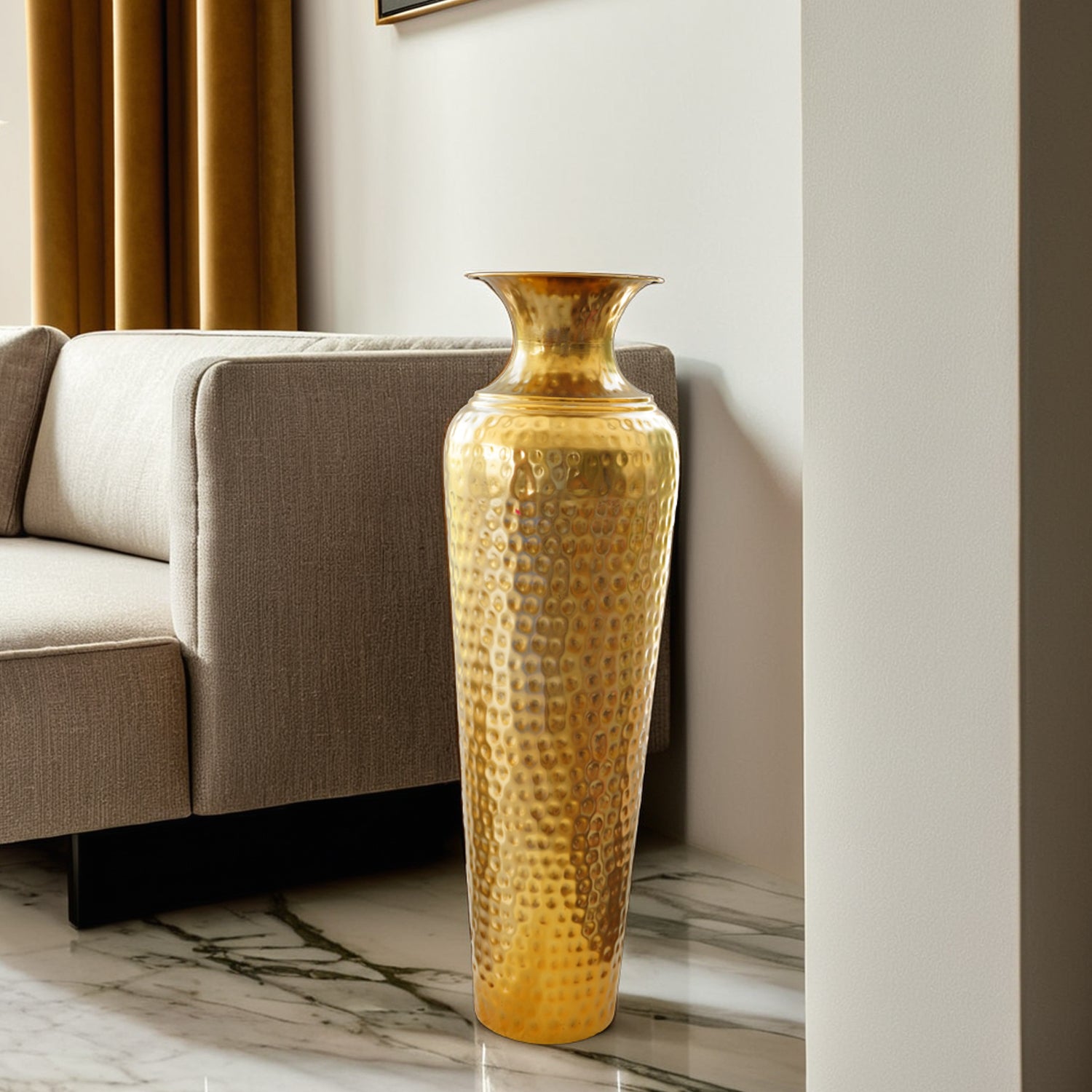 Golden Metal Vase for Home Decor, Living Room & Gifting