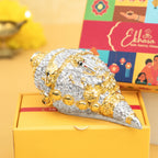 999 Silver Plated Ganesha Shankh with Gift Box for Vastu, Pooja & Gifting for Housewarming, Wedding