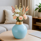 Metal Blue Flower Vase for Home Decor, Living Room & Gifting
