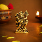 Brass Hanuman Idol for Car Dashboard, Office Desk & Home Decor ( Size - 6cm)