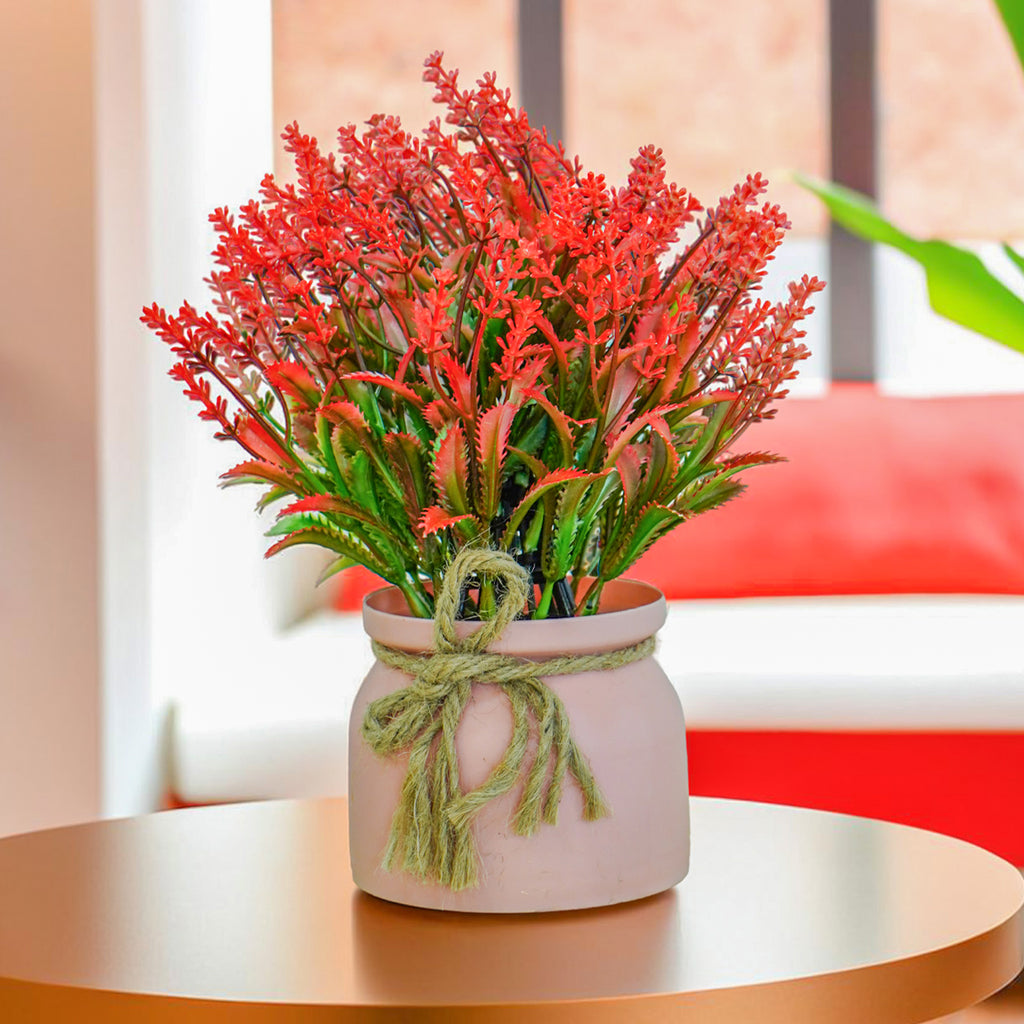 Artificial Wild Grass Flowers with Pot for Home Decor, Office Table & Gifting