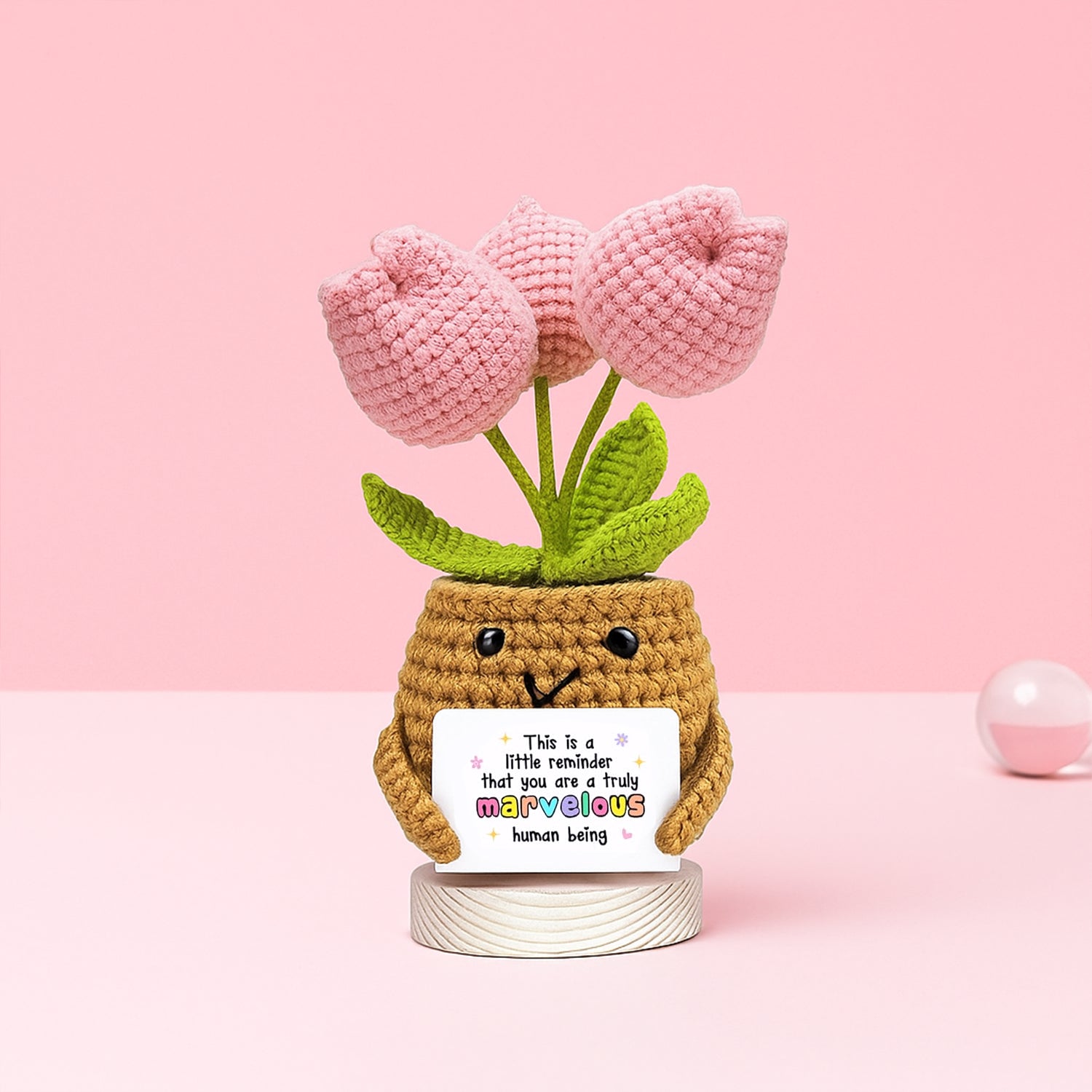 Tulip Crochet Flowers with Message for Home Decor & Gifting
