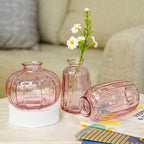 Pink Glass Bud Vase Set for Home Decor, Indoor Plants & Table Decor