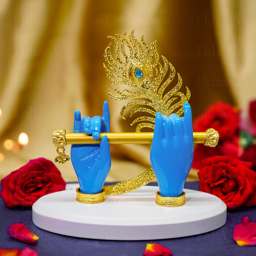 Resin Lord Krishna Hands with Flute Idol for Home Decor & Spiritual Gifting