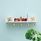 Wooden Wall Mounted Temple with Bells for Puja , Office & Home Decor