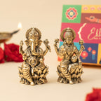 Brass Lakshmi Ganesh Idol with Gift Box for Housewarming, Wedding & Vastu Gifting