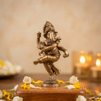 Brass Dancing Ganesha Idol for Pooja ,Home Decor, Office Desk & Car Dashboard