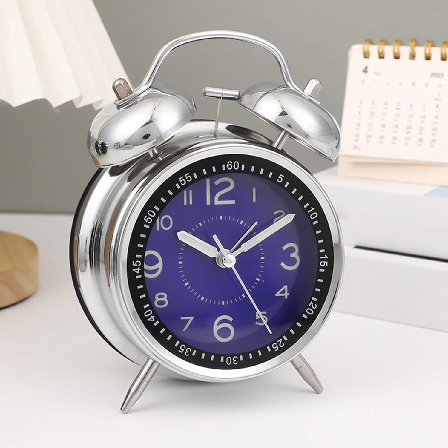 Metal Vintage Analog Alarm Clock for Bedroom & Office Decor
