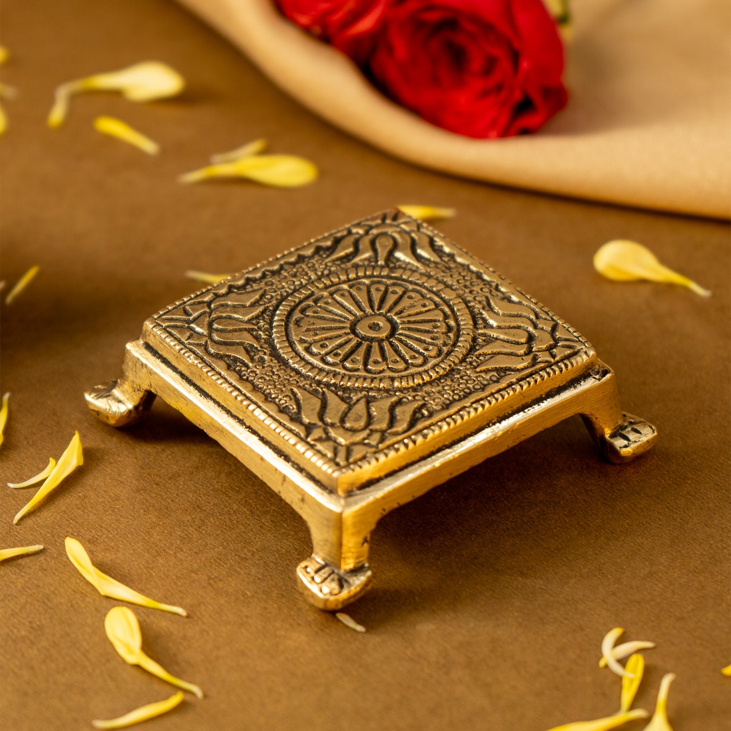 Pure Brass Chowki for God Idols & Puja Decoration