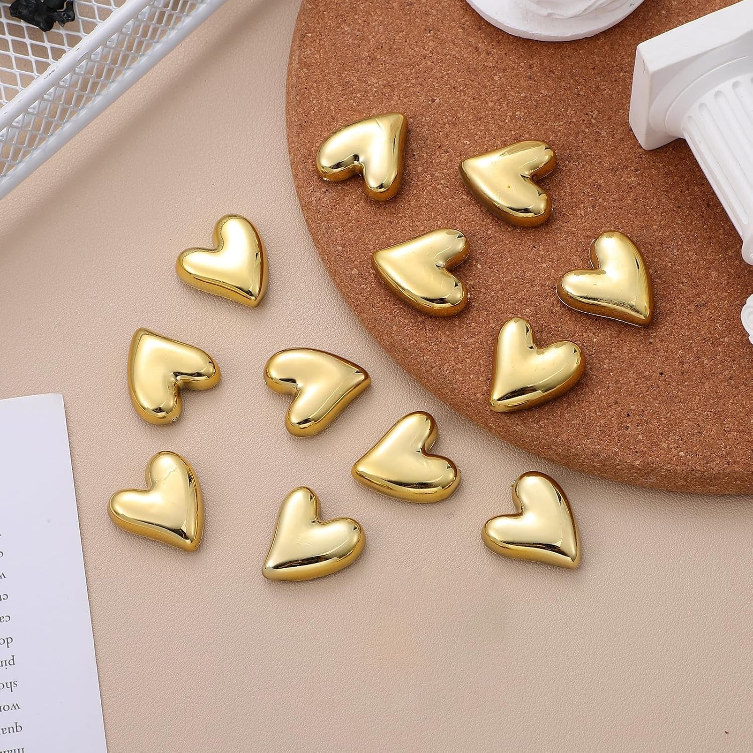 Golden Heart Fridge Magnet Set of 12 for Home & Kitchen Decor