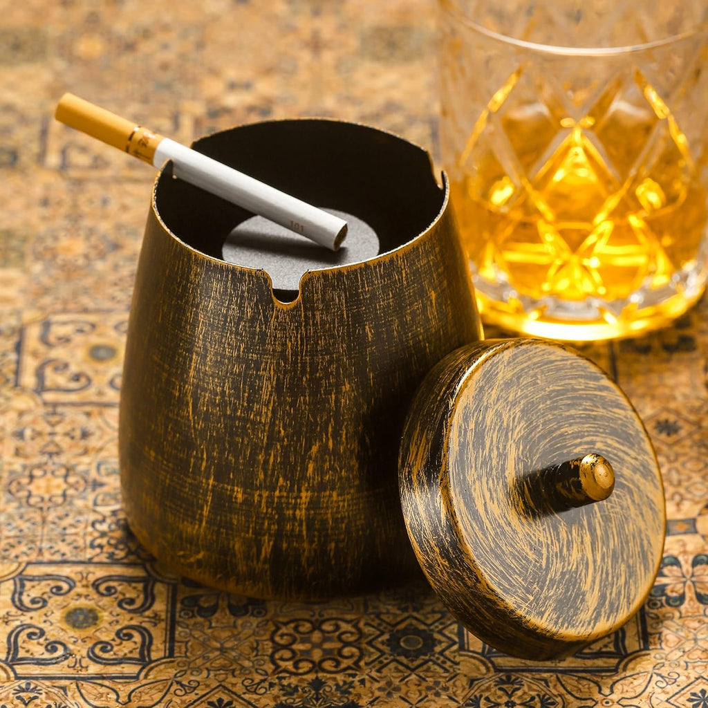 Metal Ashtray with Lid for Office & Home Decor