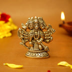 Brass Panchmukhi Hanuman Idol for Pooja & Home Decor