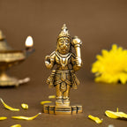 Brass Hanuman Idol for Home Puja, Office Desk & Car Dashboard