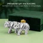 999 Silver Plated Elephant Pair with Green Velvet Gift Box for Vastu, Housewarming & Wedding Gift