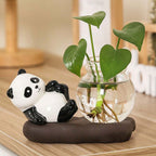 Panda Showpiece with Artificial Plant Pot for Home Decor, Office Desk & Gifting