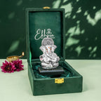 999 Silver Plated Ganesh Idol with Green Velvet Gift Box for Vastu , Housewarming & Wedding Gift