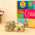 Brass Bullock Cart Showpiece with Gift Box for Housewarming, Wedding & Gifting