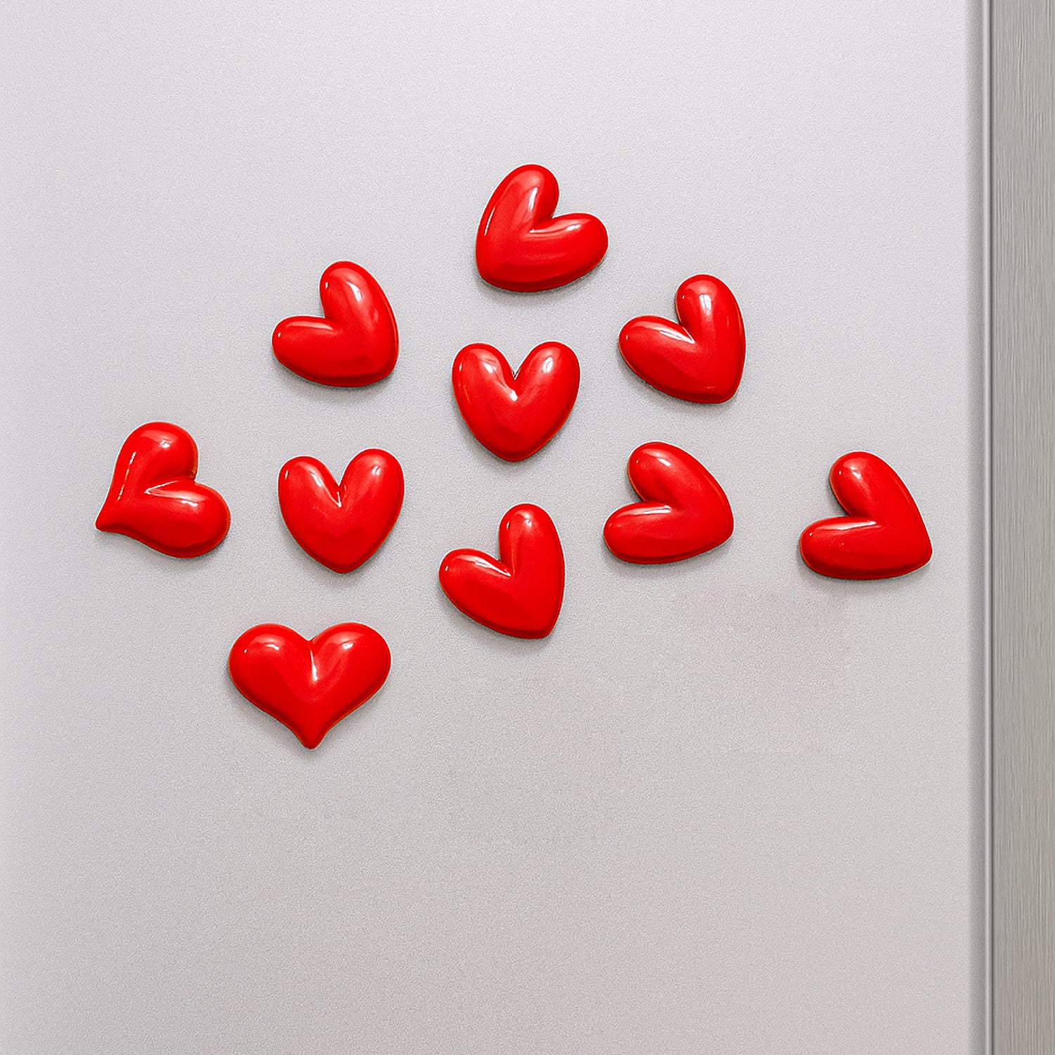 Red Heart Fridge Magnet Set of 10 for Home & Kitchen Decor
