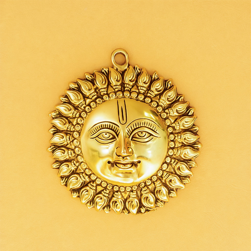 Pure Brass Sun Face Wall Hanging Idol for Vastu  & Home Decor