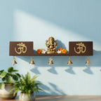 Wooden Wall Mounted Temple with Bells for Puja , Office & Home Decor