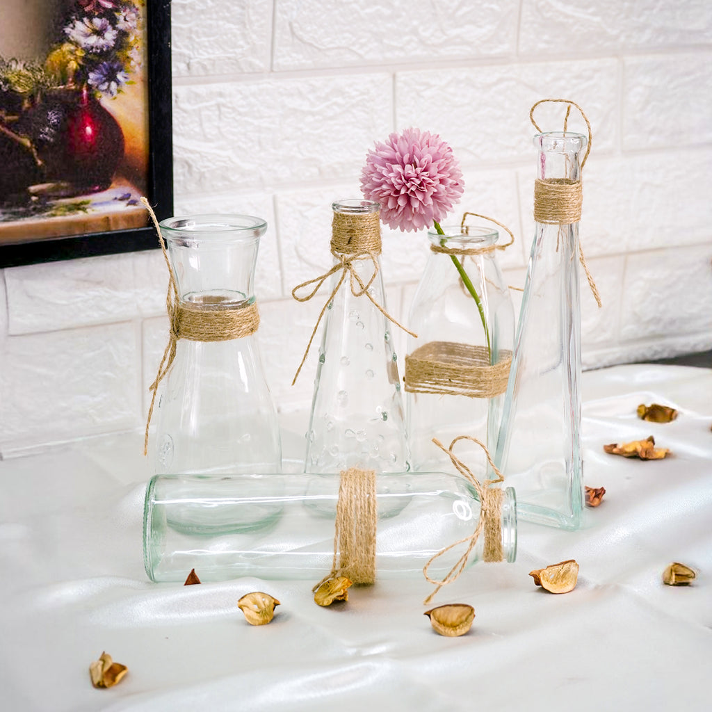Glass Bud Vases Set of 5 for Home Decor & Gfting