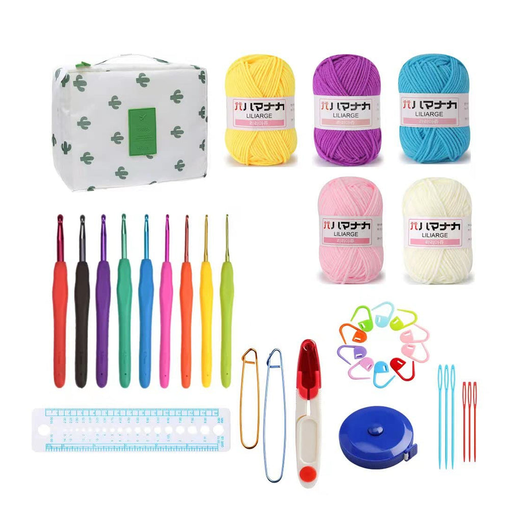 Crochet Beginner Kit with Hooks, Needles & Tools for DIY Craft Learning