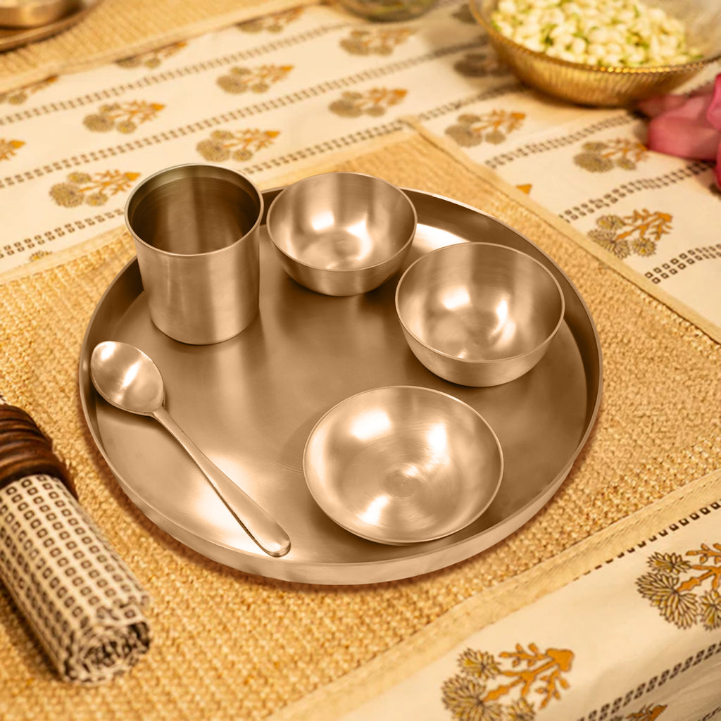 Bronze Kansa Thali Set of 6 Pieces for Home, Dining & Gifting