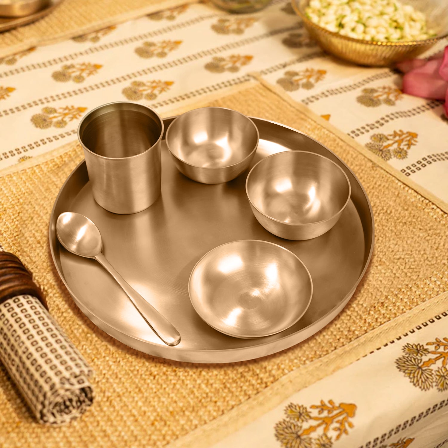 Bronze Kansa Thali Set of 6 Pieces for Home, Dining & Gifting