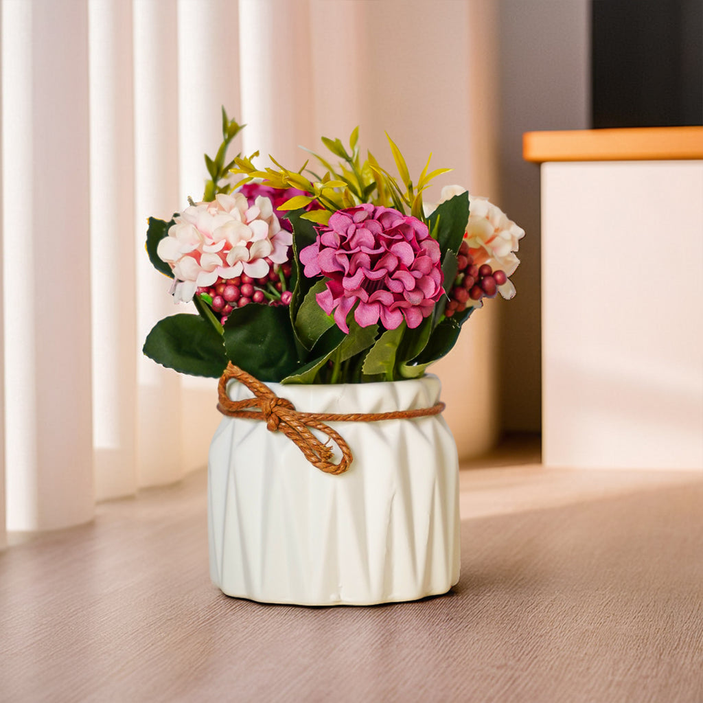 Ceramic Chrysanthemum Artificial Flower Vase for Home Decor & Table Decoration