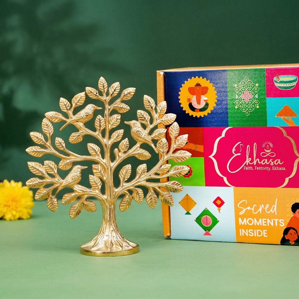 Brass Kalpavriksha Tree of Life Showpiece with Gift Box for Housewarming, Wedding & Gifting