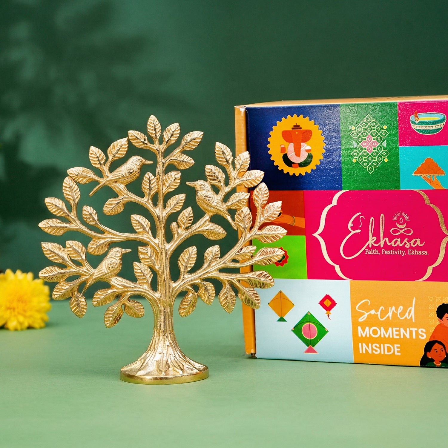 Brass Kalpavriksha Tree of Life Showpiece with Gift Box for Housewarming, Wedding & Gifting