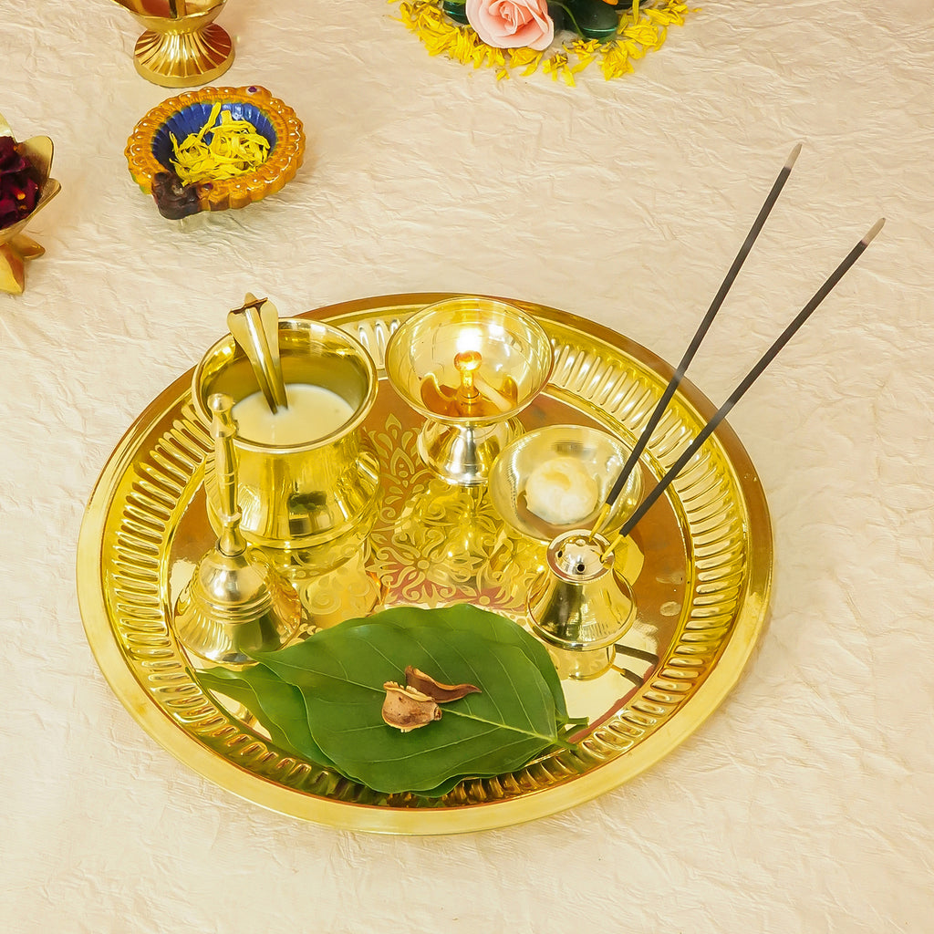 Brass Pooja Thali Set for Festival, Home & Temple