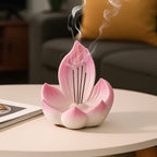 Resin Lotus Incense Stick Holder with Ash Catcher for Home Decor & Pooja