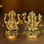 Pure Brass Ganesh Lakshmi Idol for Pooja Room, Home Decor, Office Desk & Gifting
